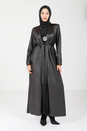 9074 ABAYA KOLYELİ - Siyah