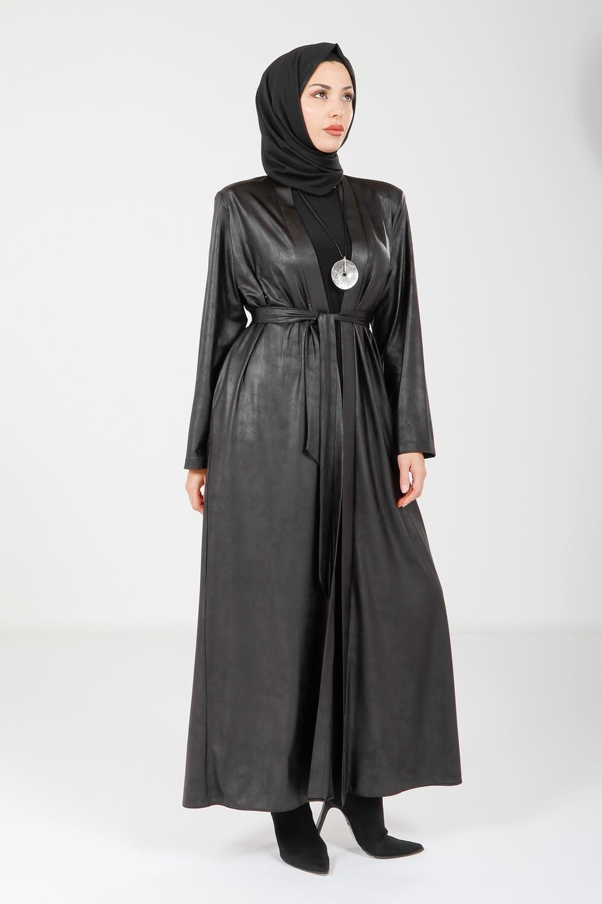 9074 ABAYA KOLYELİ - Siyah