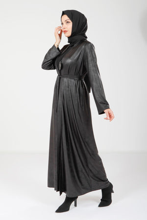 9074 ABAYA KOLYELİ - Siyah
