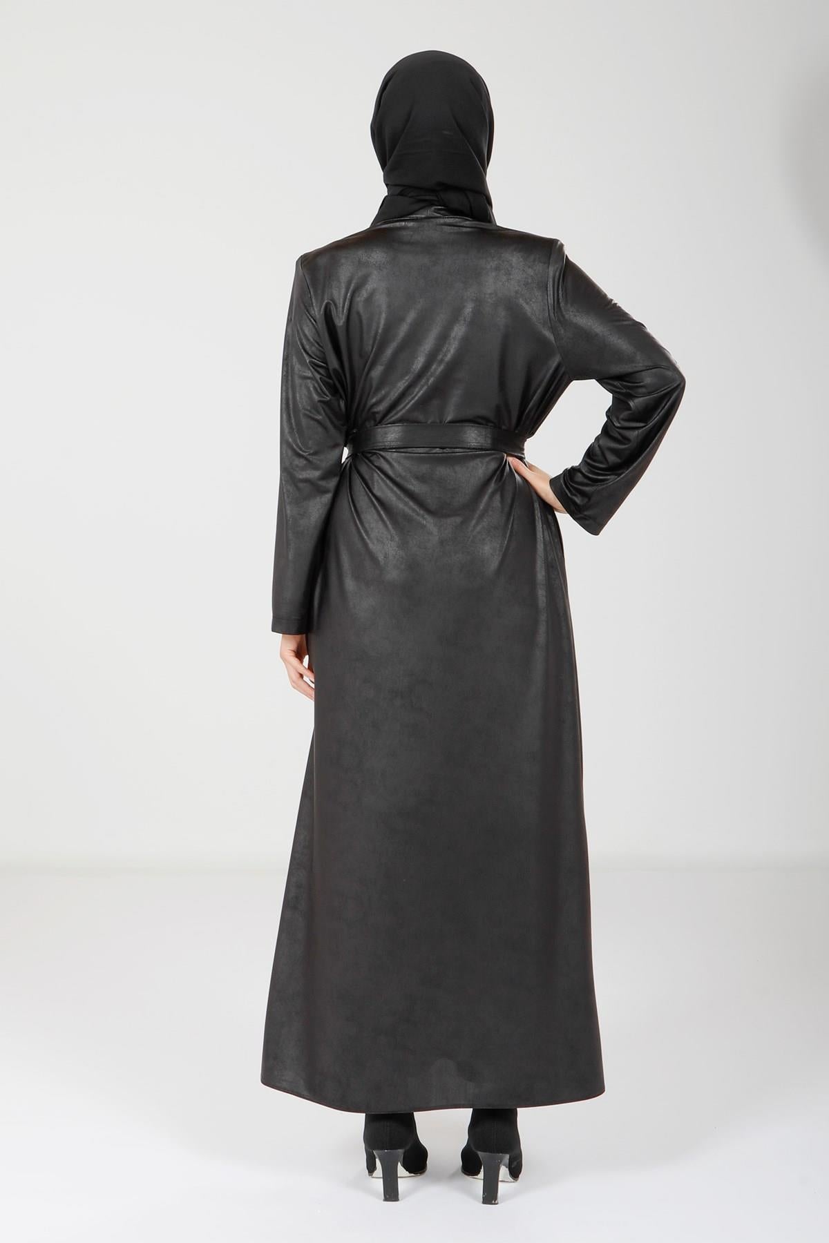 9074 ABAYA KOLYELİ - Siyah
