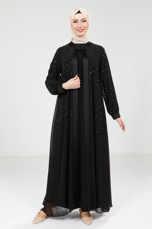 9321 ABAYA ŞİFON - Siyah