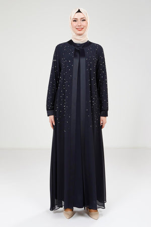 9321 ABAYA ŞİFON - Lacivert