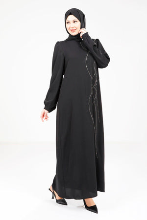 9318 ELBİSE OMUZ PİLELİ - Siyah