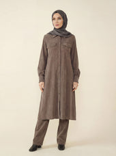 9415 Pantolon Tunik İkili Qupra Takım - Vizon