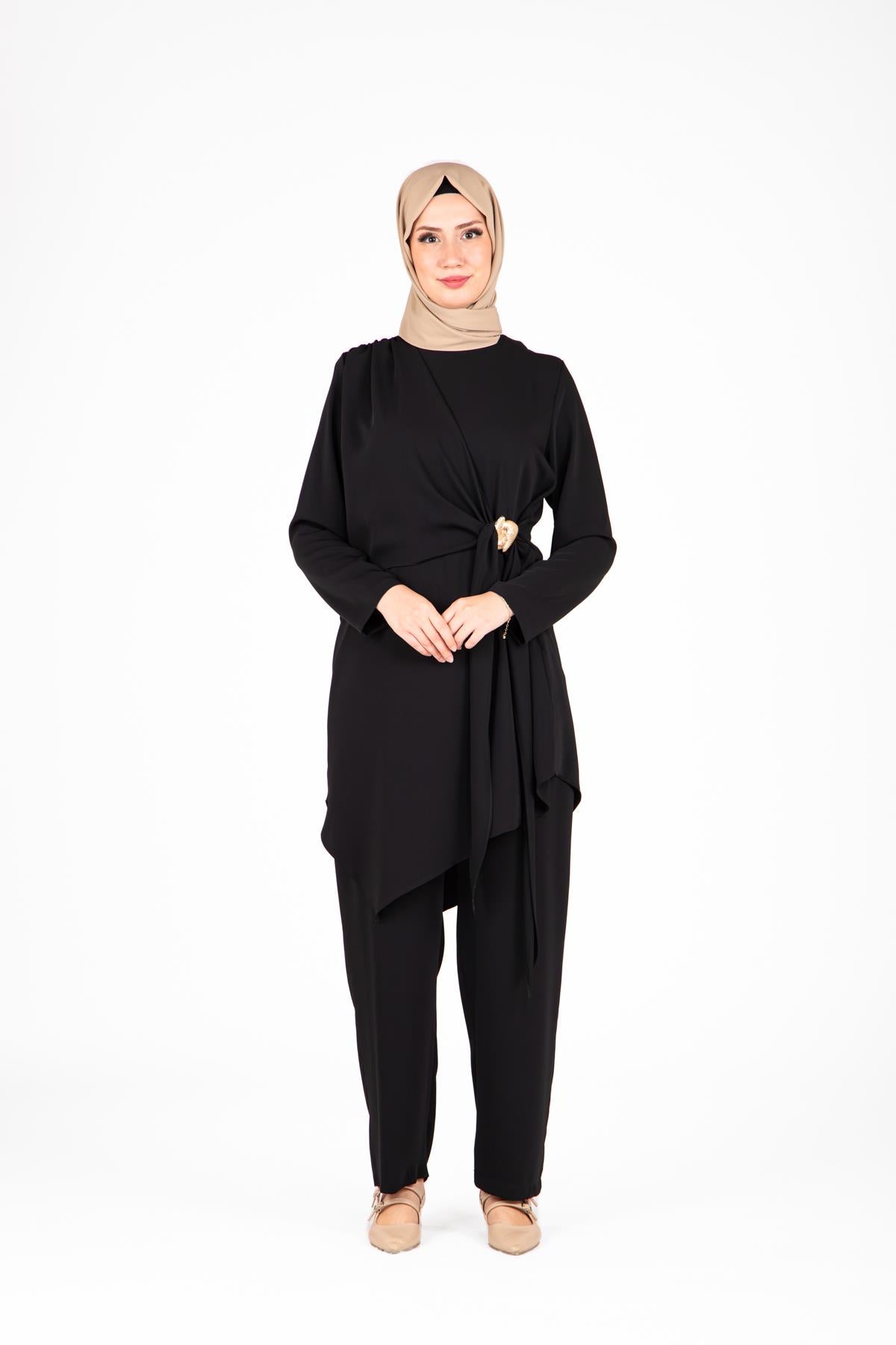 9425 Pantolon Tunik İkili Takım - Siyah