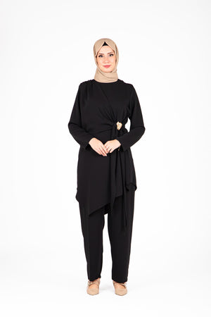 9425 Pantolon Tunik İkili Takım - Siyah