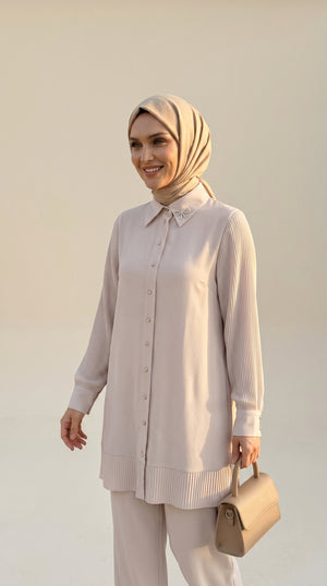 9650 İKİLİ TAKIM PLİSE - Taş