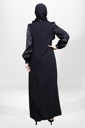 5576 ELBİSE SATEN - Siyah