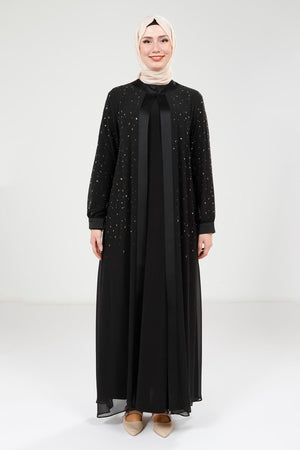 9321 ABAYA ŞİFON - Siyah