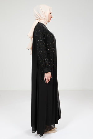 9321 ABAYA ŞİFON - Siyah
