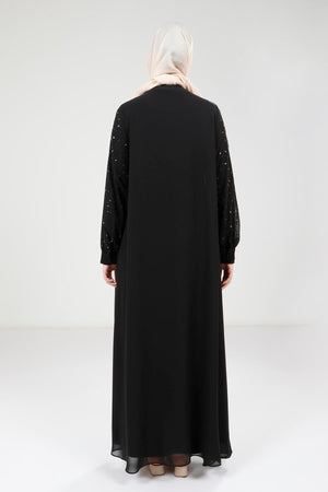 9321 ABAYA ŞİFON - Siyah