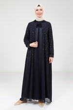 9321 ABAYA ŞİFON - Lacivert