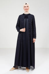 9321 ABAYA ŞİFON - Lacivert