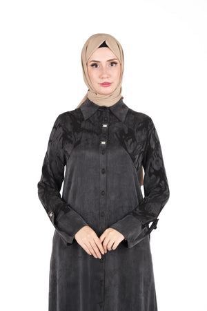 9412 ELBİSE DESENLİ QUPRA - Siyah