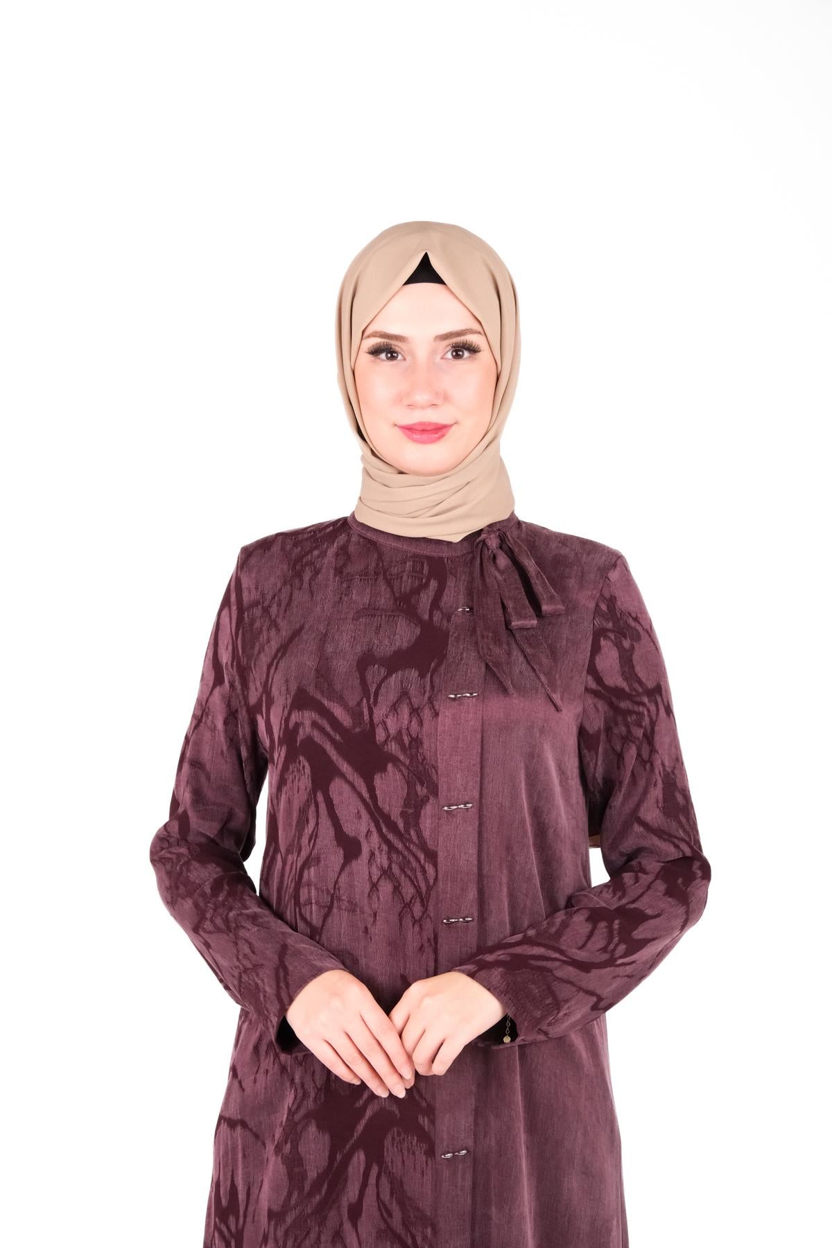 9412 ELBİSE DESENLİ QUPRA - Mürdüm