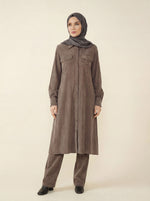 9415 Pantolon Tunik İkili Qupra Takım - Vizon